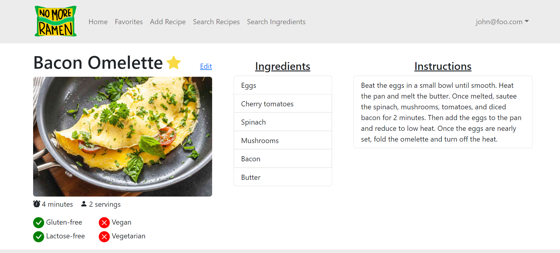 full recipe page